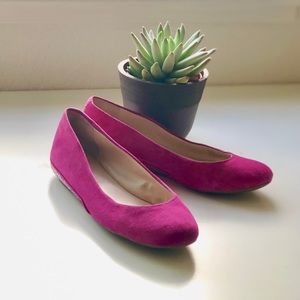 BCBGeneration Suede Fuchsia Jeweled ballet shoes